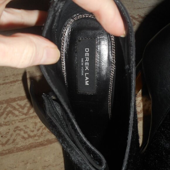 NEW Derek Lam black leather and cow hair booties, size 8 - Picture 4 of 11